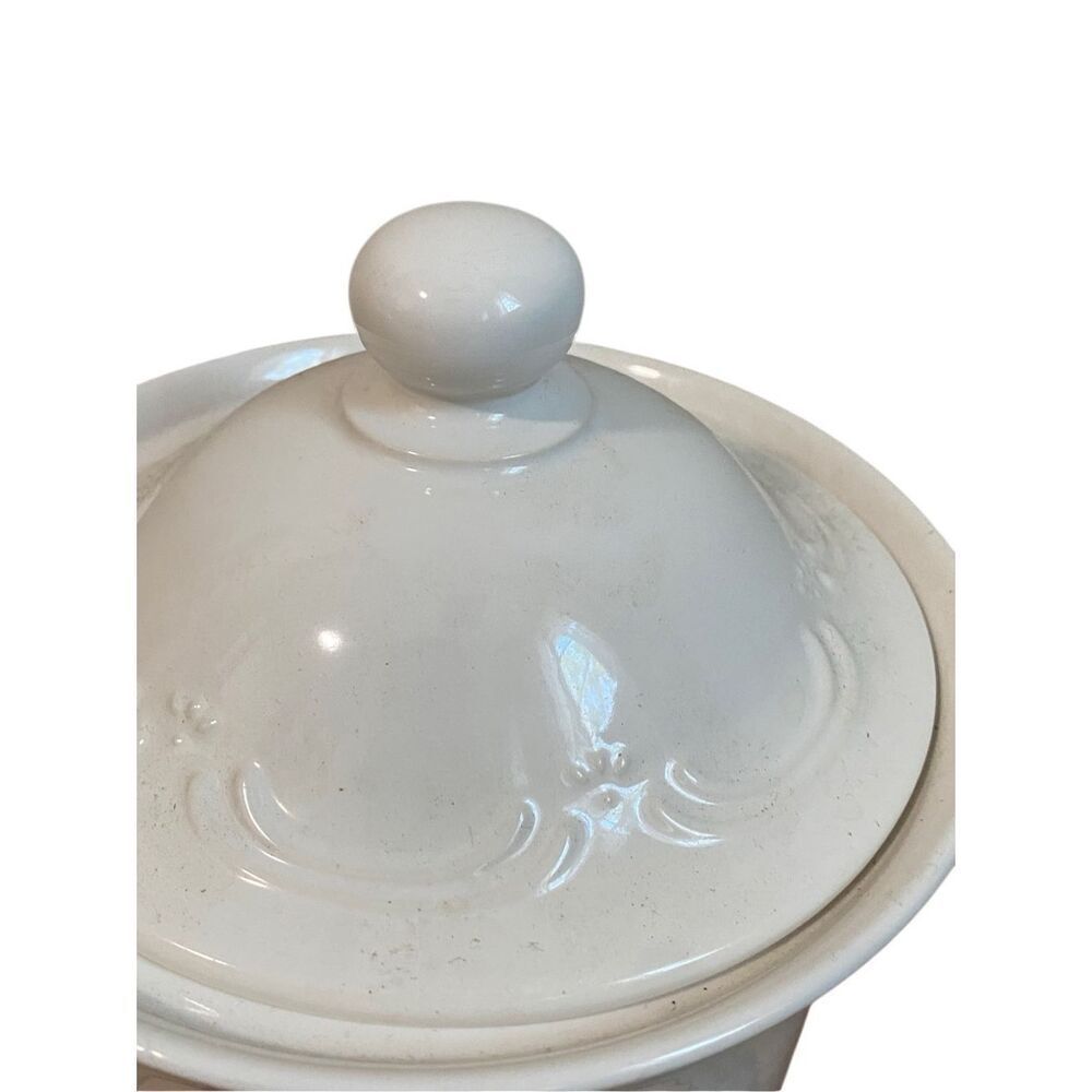 Pfaltzgraff Filigree Canister White 9” high - Picture 2 of 3